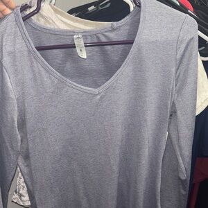 Women's Light Grey V-Neck Top